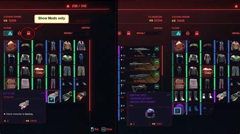 cyberpunk 2077 clothing stores inventory.